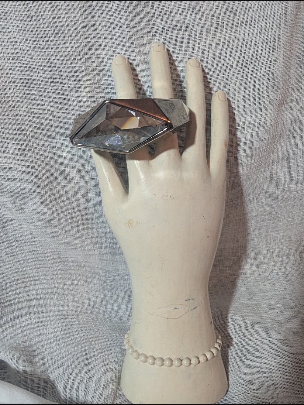 Luxury Atelier Swarovski Harirri Harriri Crystal Statement Bracelet Cuff Silver